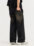 Hand-Painted Mud-Dyed Wide Legs Loose Jeans