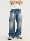 Zerrissene Retro-Jeans mit weitem Bein