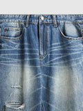 Zerrissene Retro-Jeans mit weitem Bein