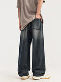 Retro Brushed Wide Legs Loose Jeans