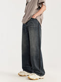 Retro Brushed Wide Legs Loose Jeans