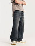 Retro Brushed Wide Legs Loose Jeans