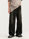 Retro Brushed Wide Legs Loose Jeans