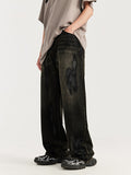 Retro Brushed Wide Legs Loose Jeans