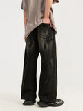 Retro Brushed Wide Legs Loose Jeans