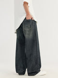 Vintage Coated Wide Legs Loose Jeans