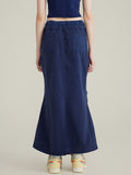 Vintage Washed Multi-Pocket Workwear Maxi Skirts