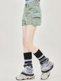 Hoch taillierte Retro-Jeansshorts im Hong Kong-Stil mit geradem Bein