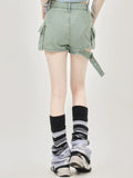 High Waist Hong Kong Style Retro Straight Leg Denim Shorts