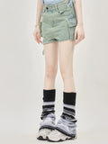 Hoch taillierte Retro-Jeansshorts im Hong Kong-Stil mit geradem Bein