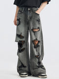 Distressed Wide Leg High Street Straight Loose Jeans