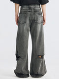 Distressed Wide Leg High Street Straight Loose Jeans