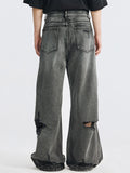 Distressed Wide Leg High Street Straight Loose Jeans