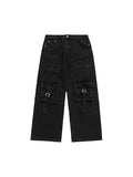 Multi-Pocket American Workwear Washed Loose Cargo Jeans