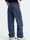 Multi-Pocket American Workwear Washed Loose Cargo Jeans