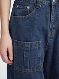 Multi-Pocket American Workwear Washed Loose Cargo Jeans