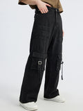 Multi-Pocket American Workwear Washed Loose Cargo Jeans