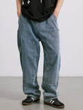 Washed Distressed Straight Loose Jeans