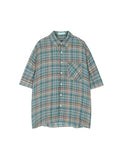 Stand Collar Plaid Short Sleeves Short Sleeve