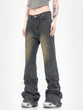 Design Pleated American Style Boyfriend Jeans