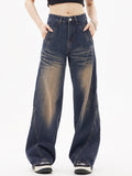 Design Washed Dark Blue Boyfriend Jeans