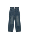 Gerade Retro-Nieten-Jeans mit weiter Passform