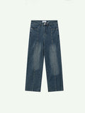 Gerade Retro-Nieten-Jeans mit weiter Passform