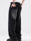 High Street Hole Washed Straight Tube Loose Jeans