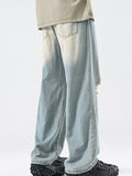 High Street Hole Washed Straight Tube Loose Jeans