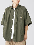 Japanese Workwear Loose Cotton Short Sleeve