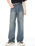 Fashionable Wide-Leg Floor-Length Mopping Loose Jeans