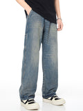 Fashionable Wide-Leg Floor-Length Mopping Loose Jeans