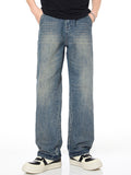 Fashionable Wide-Leg Floor-Length Mopping Loose Jeans