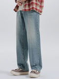 Washed Versatile Cat Whiskers Loose Jeans