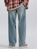 Washed Versatile Cat Whiskers Loose Jeans