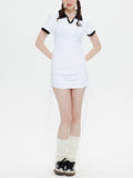 Lapel Slim Fit Drawstring Mini Dress