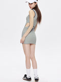 Polo Collar Sleeveless Design With Side Exposure Mini Dress