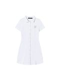 Polo Collar Short Sleeve Waist A-Line Mini Dress