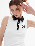 Contrast Lapel Polo Collar Sleeveless Mini Dress