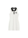 Contrast Lapel Polo Collar Sleeveless Mini Dress