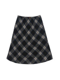 High-Waisted Slimming Plaid Versatile A-Line Maxi Skirts