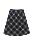 High-Waisted Slimming Plaid Versatile A-Line Maxi Skirts