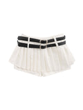 Low-Waisted Ultra-Short Anti-Exposure Double Belt Mini Skirts