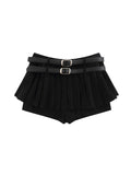 Low-Waisted Ultra-Short Anti-Exposure Double Belt Mini Skirts