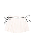 High-Waisted Bow Tie With Pleated Design Mini Skirts