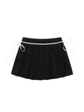 High-Waisted Bow Tie With Pleated Design Mini Skirts