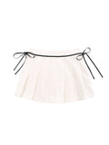 High-Waisted Bow Tie With Pleated Design Mini Skirts