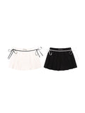 High-Waisted Bow Tie With Pleated Design Mini Skirts