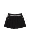 High-Waisted Bow Tie With Pleated Design Mini Skirts