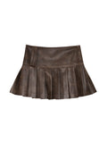 High-Waisted Slim Leather Niche Versatile A-Line Mini Skirts